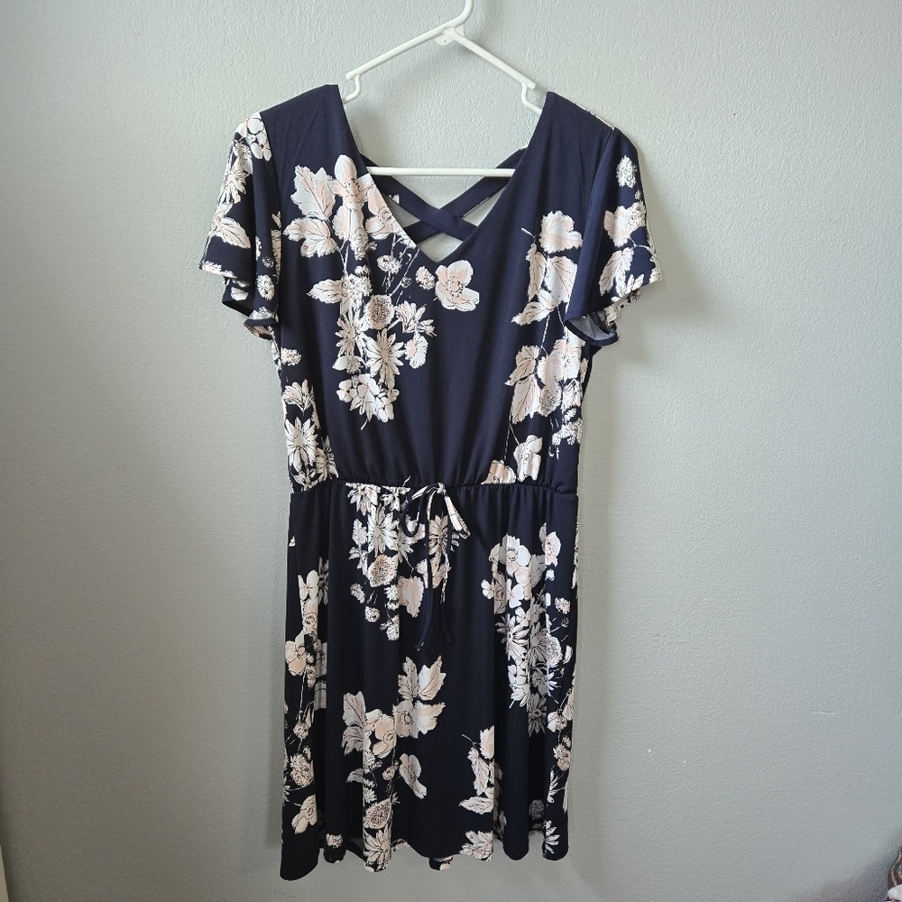 Maurices Medium Blue Floral Stretchy Summer Dress
